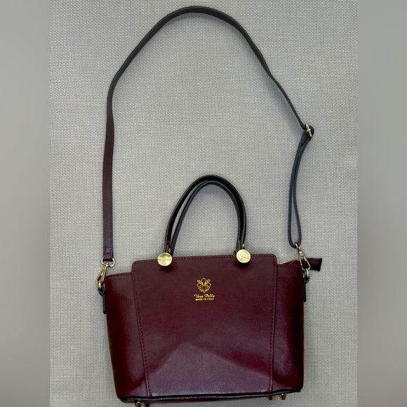 Dark burgundy red leather crossbody purse handbag - Picture 3 of 17